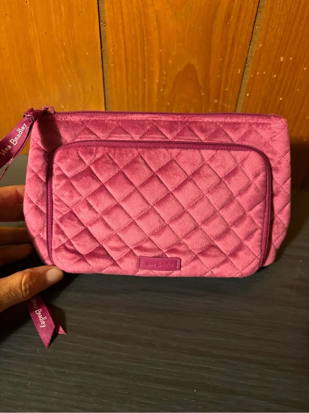 Vera Bradley Magenta Quilted Cosmetic Case